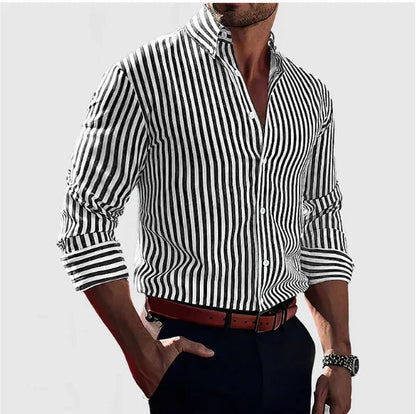 Herenoverhemd met verticale strepen en slanke fit – LEXFORD STRIPE - Glamorix