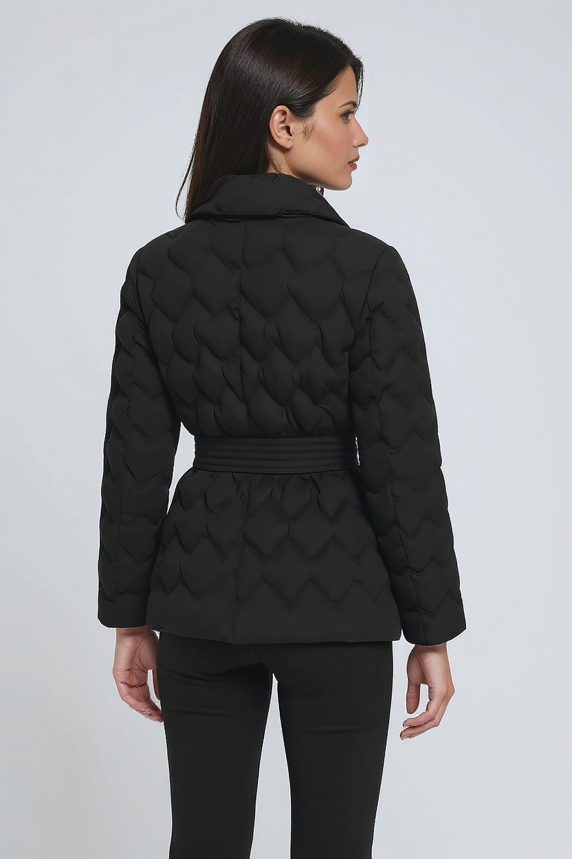 ISABELLA – Gewatteerde dames winterjas met strikceintuur - Glamorix