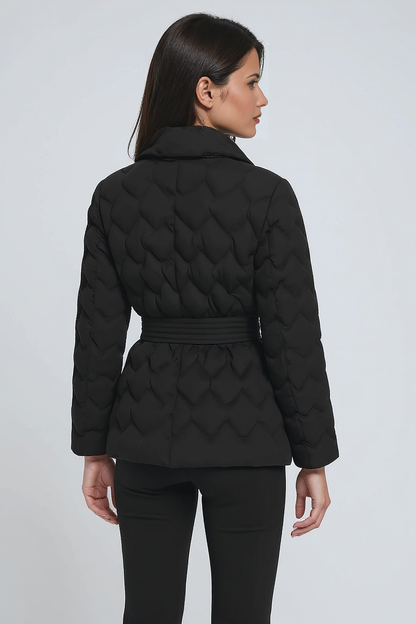 ISABELLA – Gewatteerde dames winterjas met strikceintuur - Glamorix