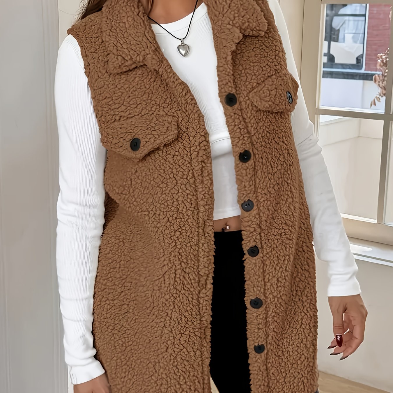 Pluche Vest – Mouwloos Laagje & Warme Zachte Structuur - Glamorix