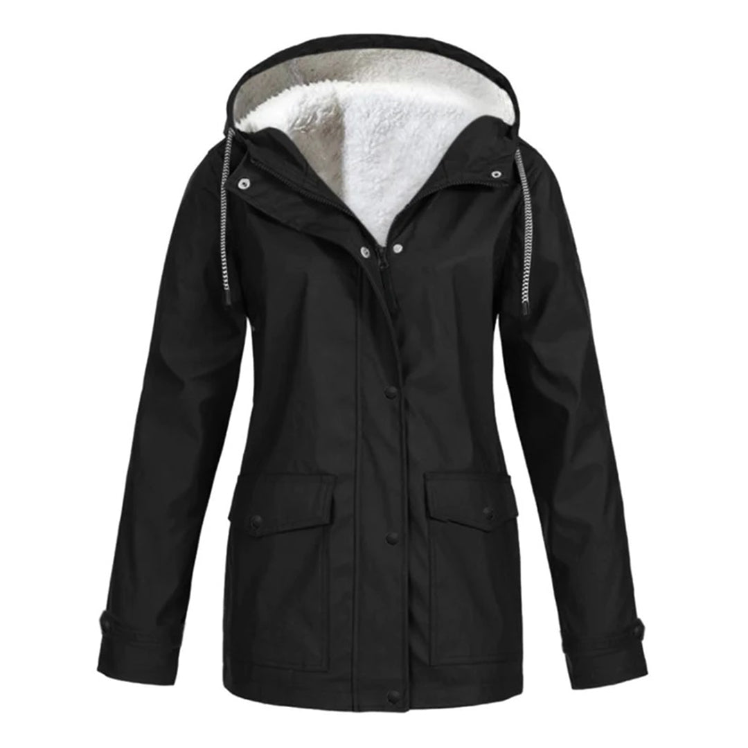 MARA – Abrigo impermeable de media longitud con forro de lana para mujer - Glamorix