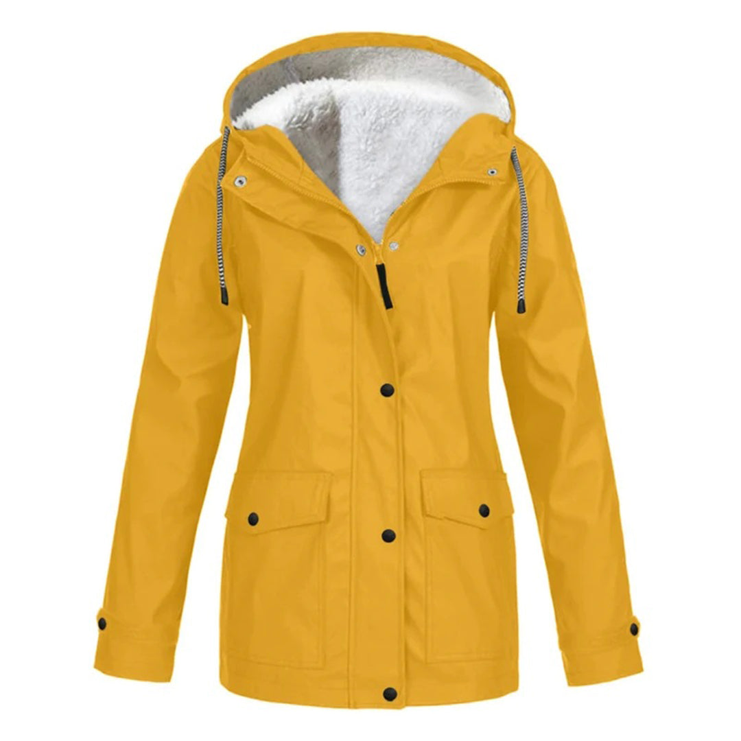 MARA – Abrigo impermeable de media longitud con forro de lana para mujer - Glamorix