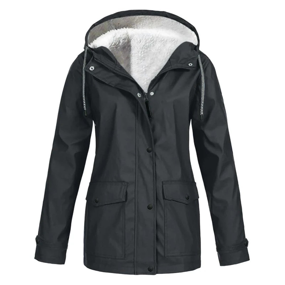 MARA – Abrigo impermeable de media longitud con forro de lana para mujer - Glamorix