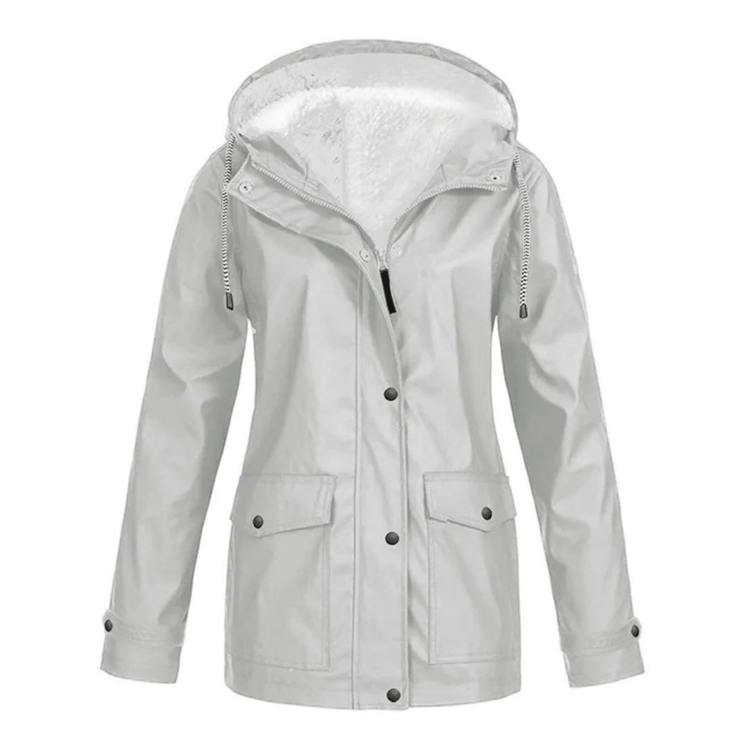 MARA – Abrigo impermeable de media longitud con forro de lana para mujer - Glamorix