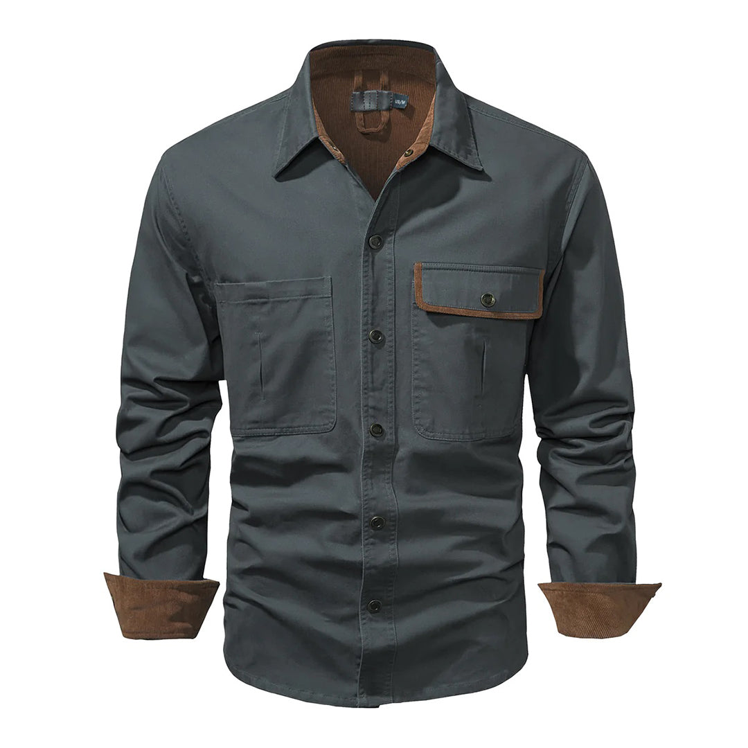 NOLAN – Lange mouwen overhemd met knoopsluiting en contrasterende manchetten voor een stijlvolle look