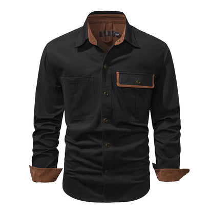 NOLAN – Lange mouwen overhemd met knoopsluiting en contrasterende manchetten voor een stijlvolle look
