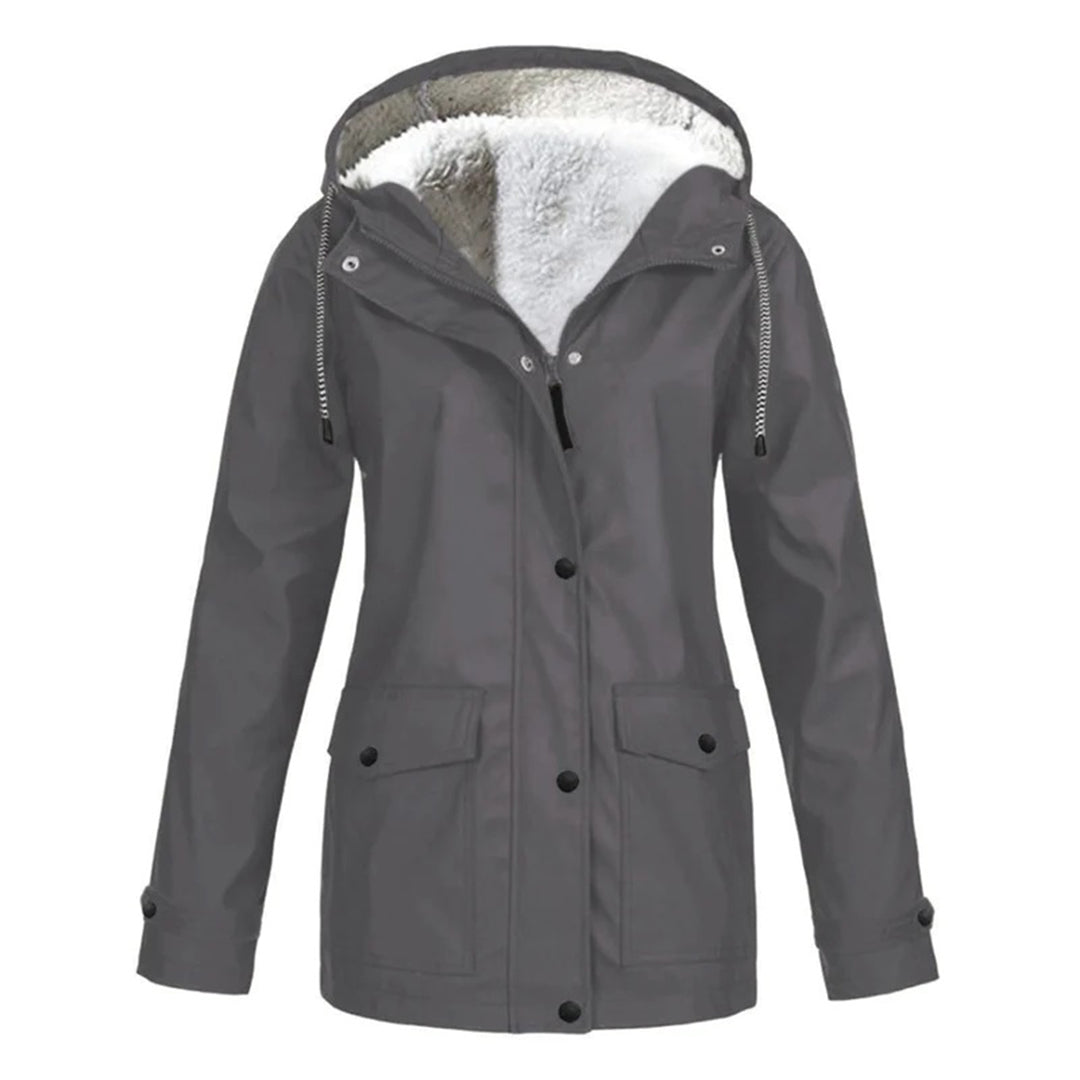 MARA – Abrigo impermeable de media longitud con forro de lana para mujer - Glamorix