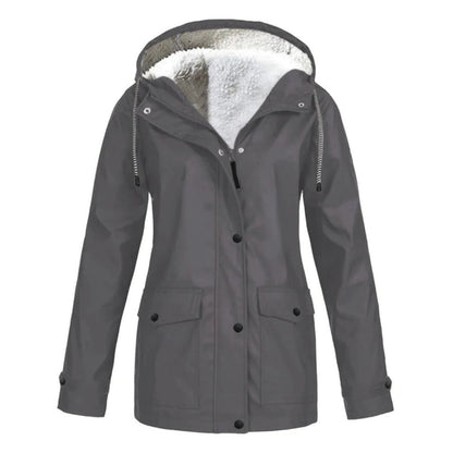 MARA – Abrigo impermeable de media longitud con forro de lana para mujer - Glamorix