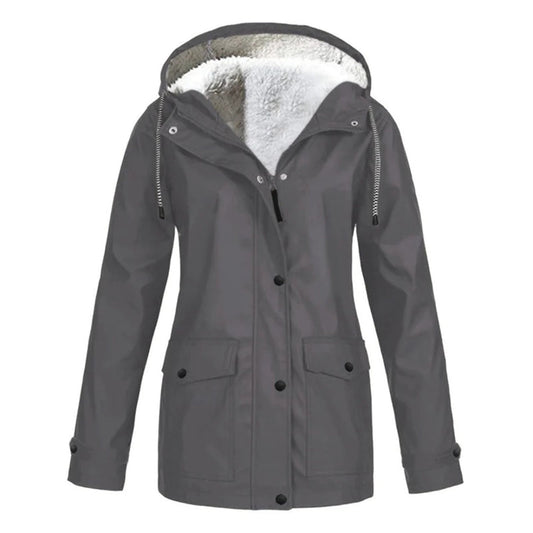 MARA – Abrigo impermeable de media longitud con forro de lana para mujer - Glamorix