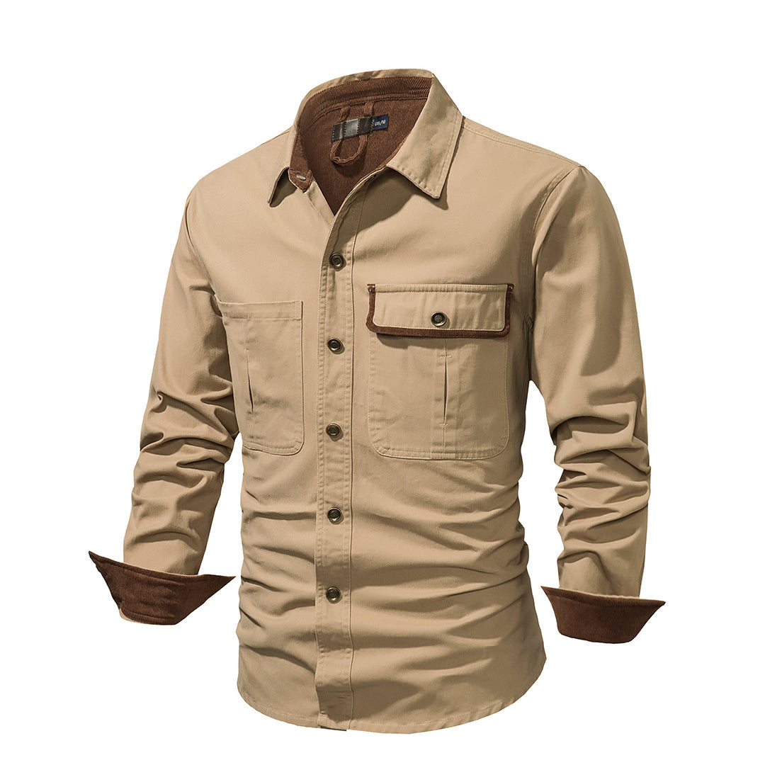 NOLAN – Lange mouwen overhemd met knoopsluiting en contrasterende manchetten voor een stijlvolle look