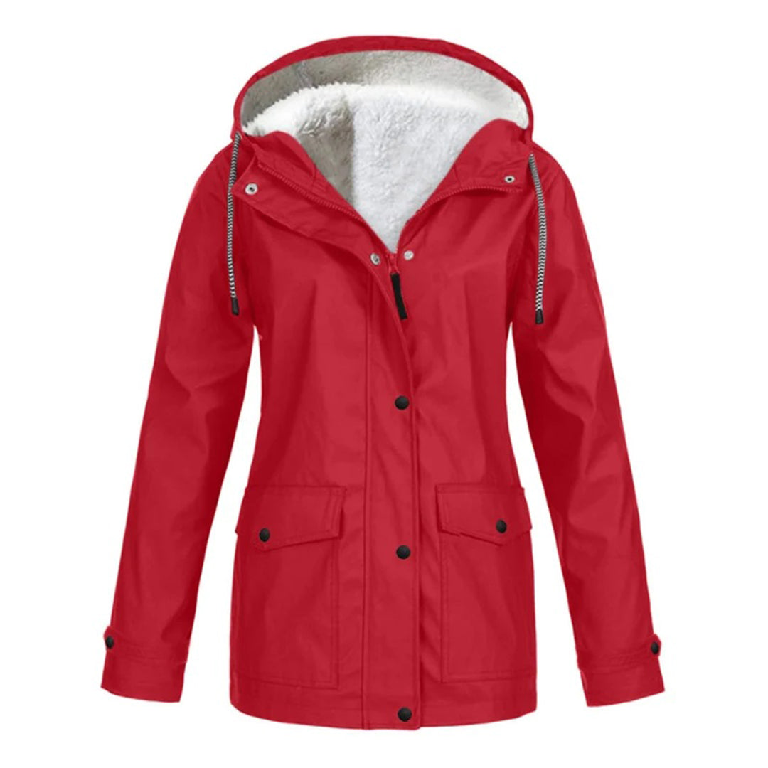MARA – Abrigo impermeable de media longitud con forro de lana para mujer - Glamorix