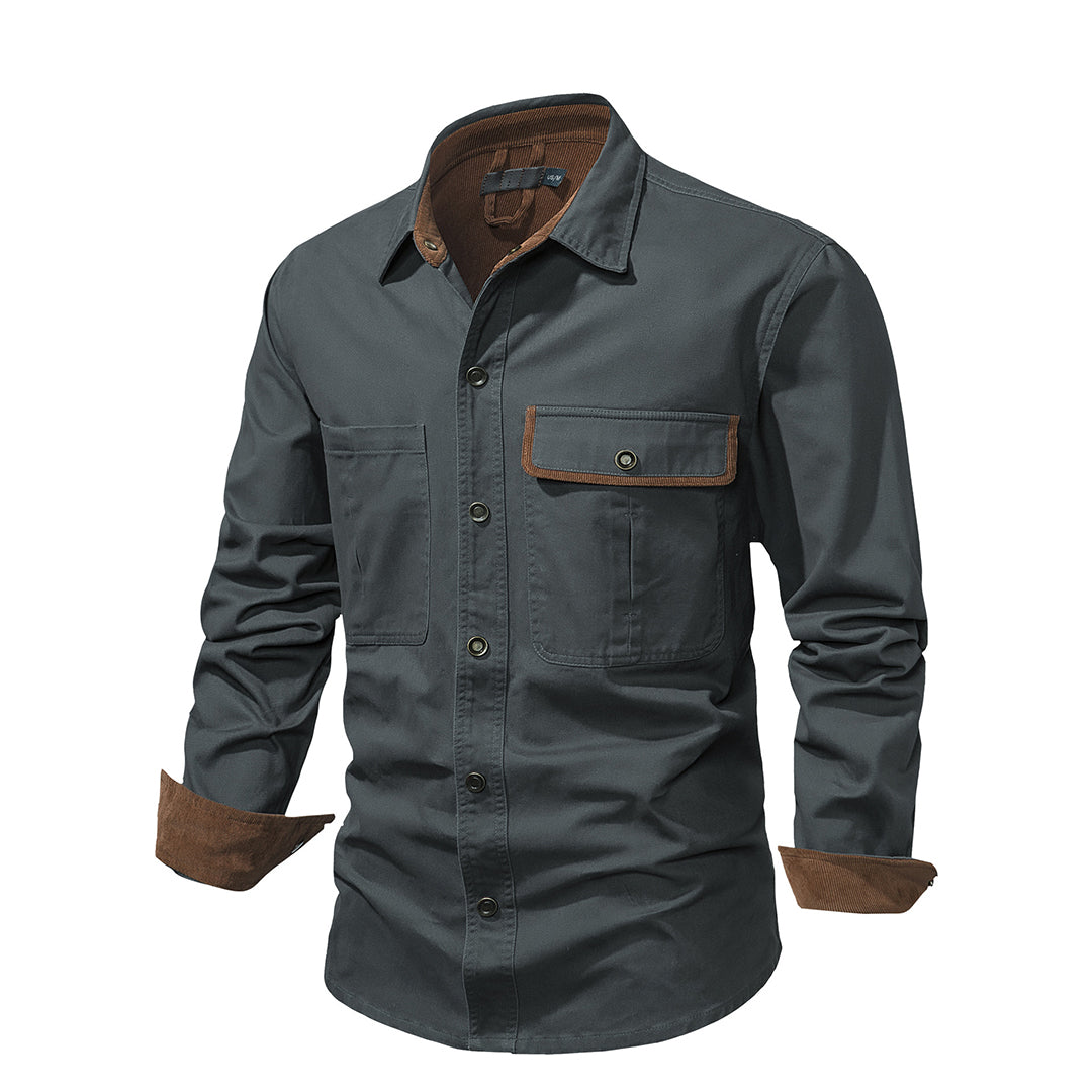 NOLAN – Lange mouwen overhemd met knoopsluiting en contrasterende manchetten voor een stijlvolle look
