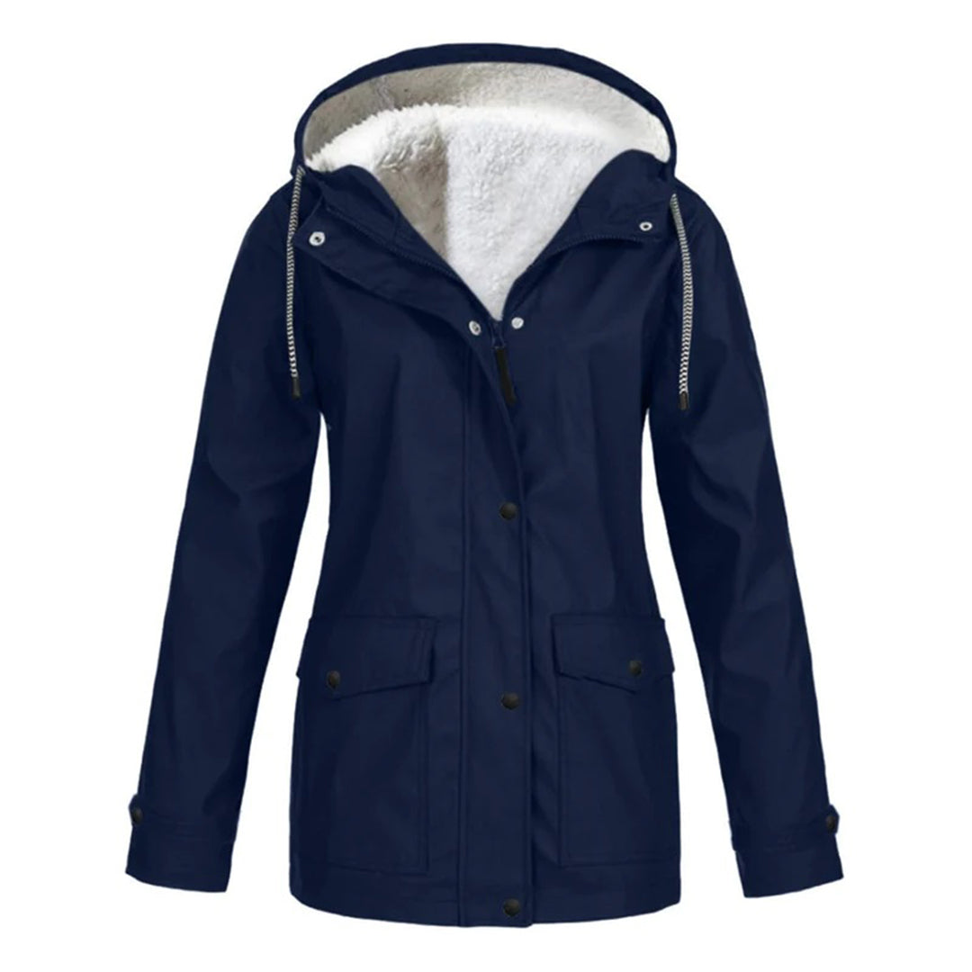 MARA – Abrigo impermeable de media longitud con forro de lana para mujer - Glamorix