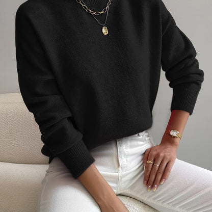 Pullover trui met mock neck en drop voor dames – LUMENWEAR - Glamorix