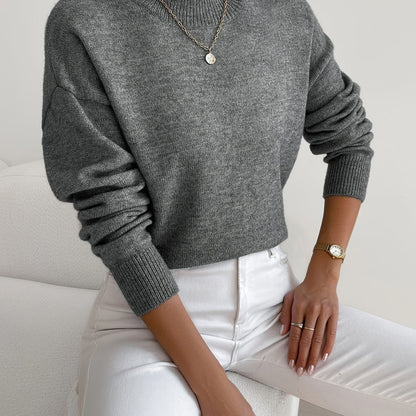 Pullover trui met mock neck en drop voor dames – LUMENWEAR - Glamorix