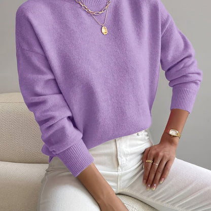 Pullover trui met mock neck en drop voor dames – LUMENWEAR - Glamorix