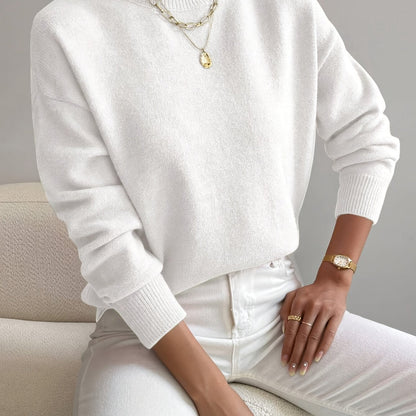 Pullover trui met mock neck en drop voor dames – LUMENWEAR - Glamorix