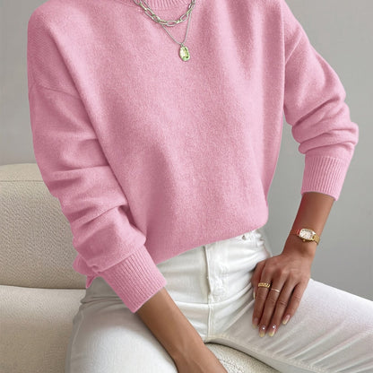 Pullover trui met mock neck en drop voor dames – LUMENWEAR - Glamorix
