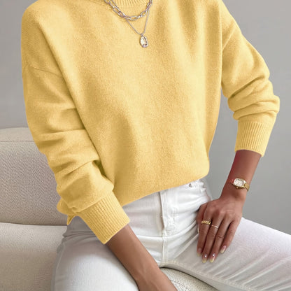 Pullover trui met mock neck en drop voor dames – LUMENWEAR - Glamorix