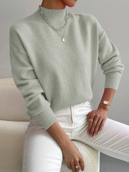 Pullover trui met mock neck en drop voor dames – LUMENWEAR - Glamorix