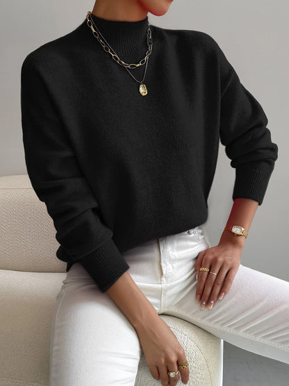 Pullover trui met mock neck en drop voor dames – LUMENWEAR - Glamorix