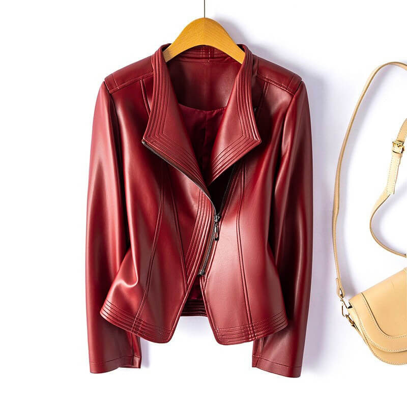 ELLENA – Dames leren jas met tijdloze pasvorm en stoere look - Glamorix