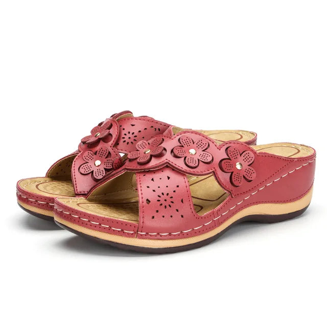 Orthopedische sandalen met bloemenmotief en stevig voetbed – Fiora BloomStep - Glamorix