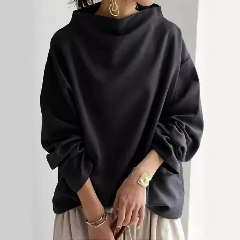 Hayden trui voor dames met oversized pasvorm en hoge kraag minimalistisch en moeiteloos chic – NEVIA - Glamorix