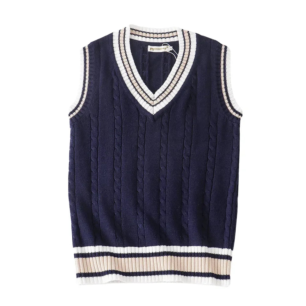 VESTON - Dikke Mouwloze Gebreide Pullover met V-Hals voor Heren
