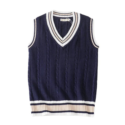 VESTON - Dikke Mouwloze Gebreide Pullover met V-Hals voor Heren