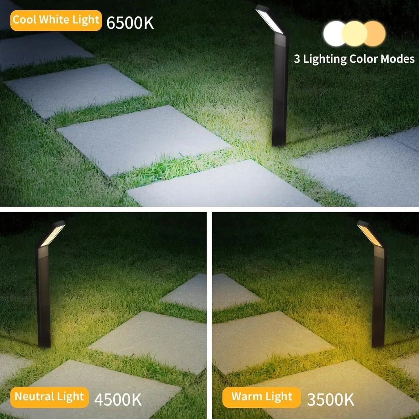 Solar Pathway Lights - 3-in-1 Adjustable Solar Garden Lights, IP65 Waterproof Outdoor Landscape Lighting - Glamorix