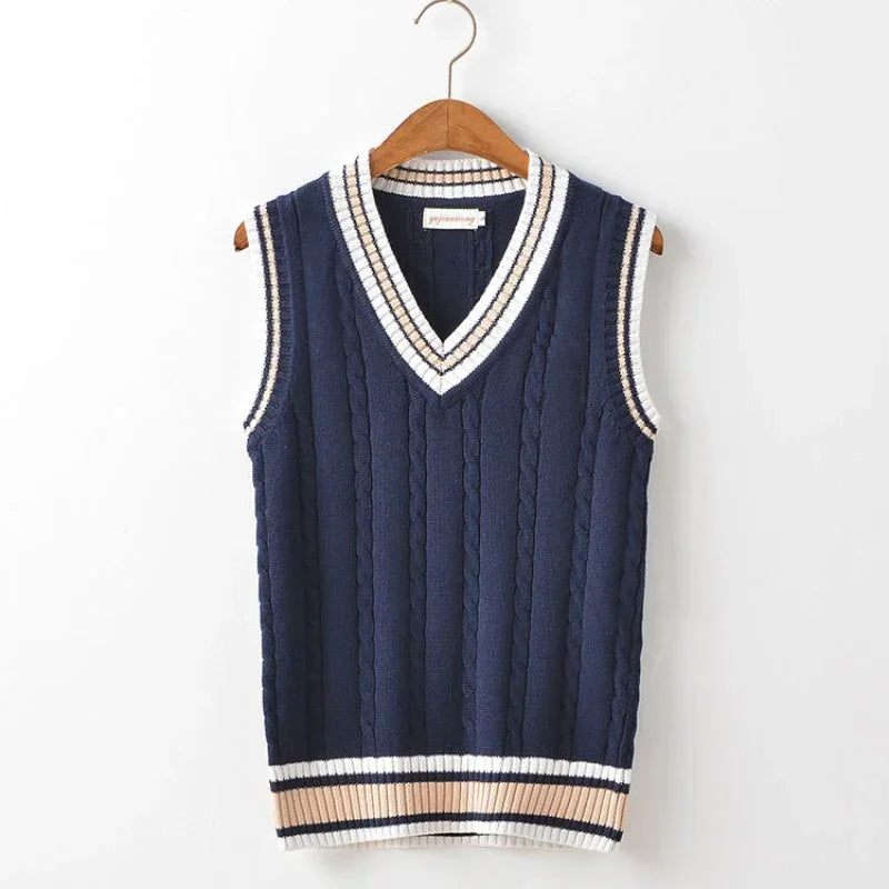VESTON - Dikke Mouwloze Gebreide Pullover met V-Hals voor Heren