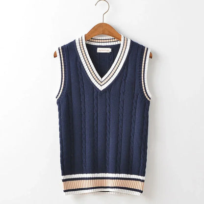 VESTON - Dikke Mouwloze Gebreide Pullover met V-Hals voor Heren