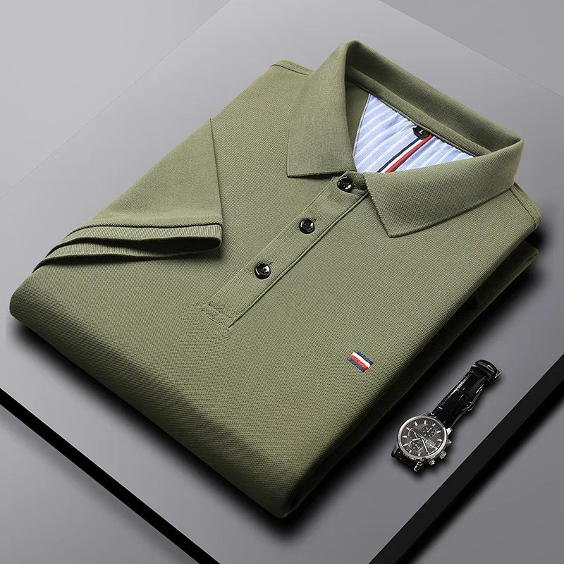 Klassieke herenpolo met comfortabele pasvorm en verfijnde kraag – NATHAN HERITAGE - Glamorix