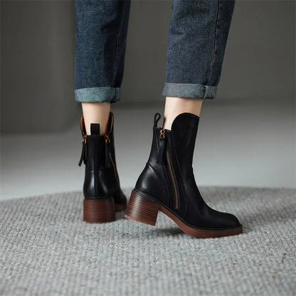 Elegante Leren Damesboots met Tijdloos Design – NOÉRINA