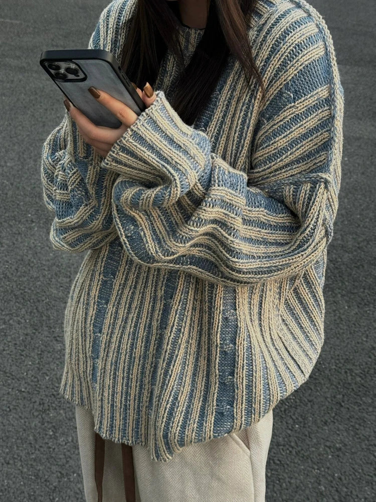 LORELEI - Oversized gestreepte gebreide trui voor een comfortabele en trendy look