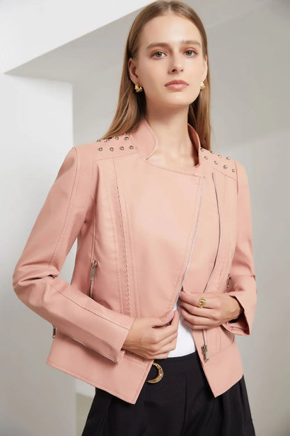 RAVEN - Asymmetrisch jasje van imitatieleer voor dames