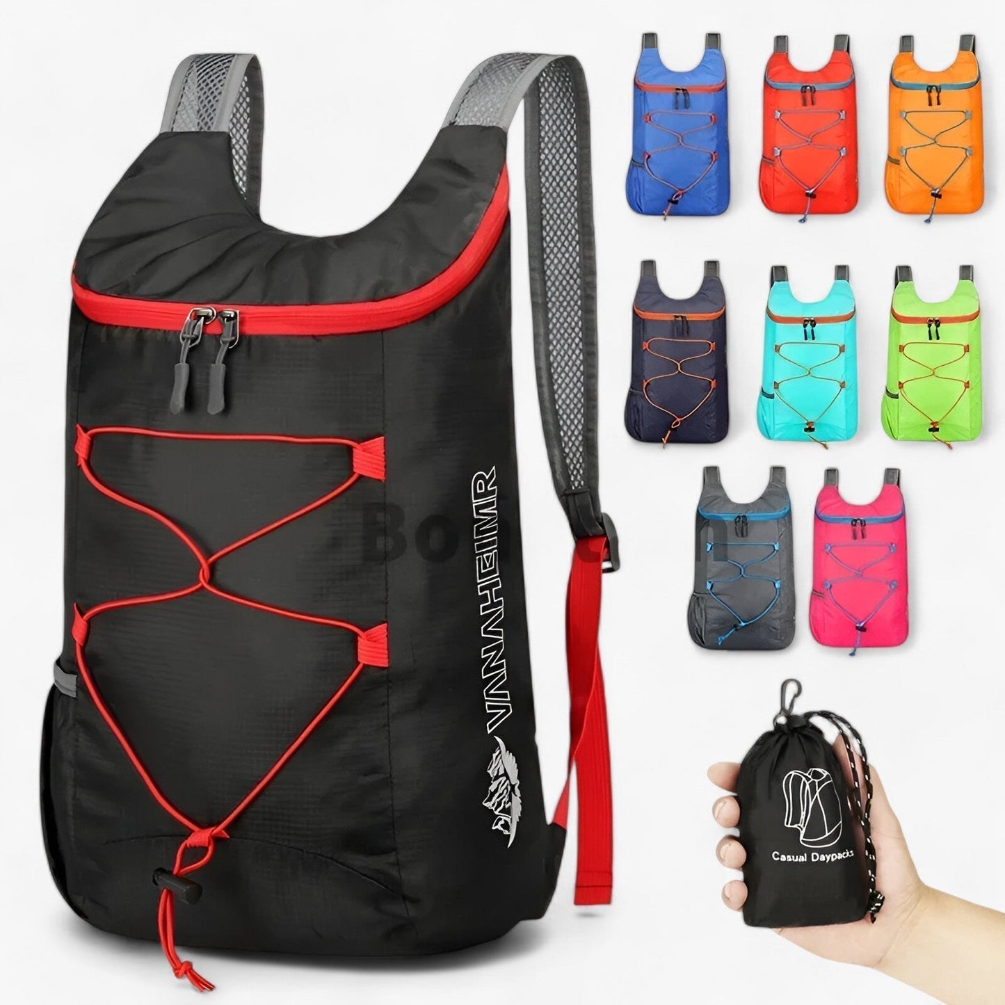 Opvouwbare lichtgewicht rugzak voor reizen en sport – Vistora FlexPack - Glamorix