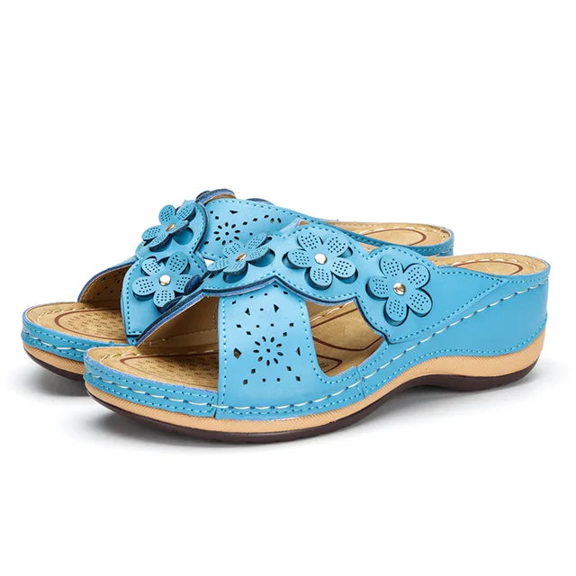 Orthopedische sandalen met bloemenmotief en stevig voetbed – Fiora BloomStep - Glamorix