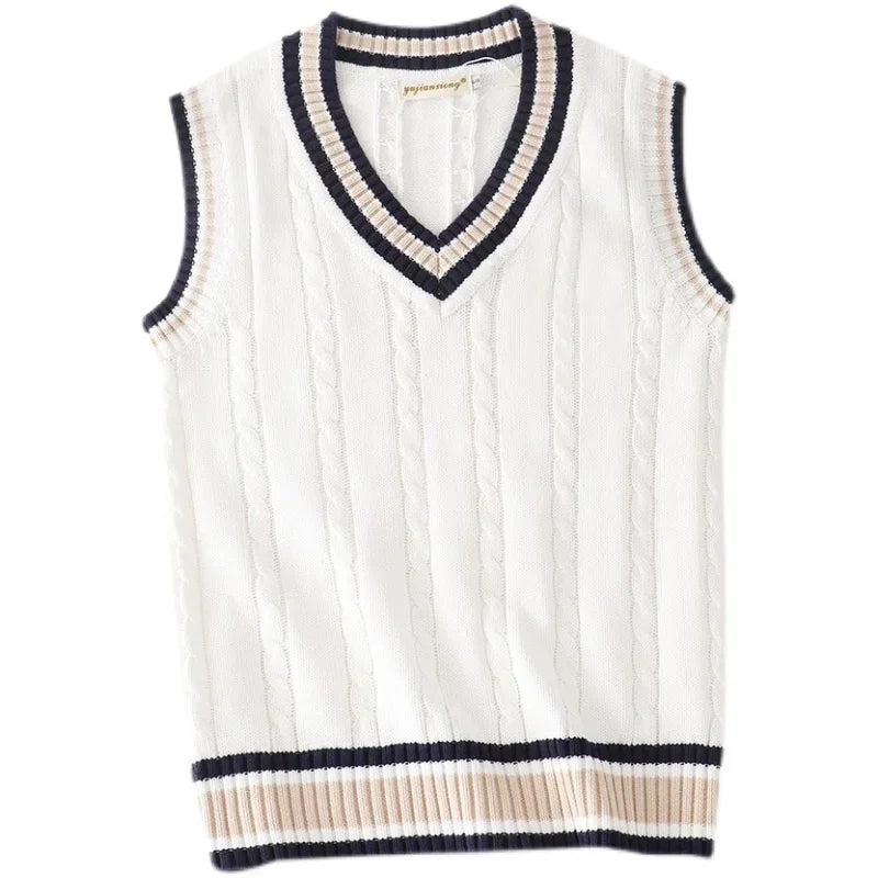 VESTON - Dikke Mouwloze Gebreide Pullover met V-Hals voor Heren