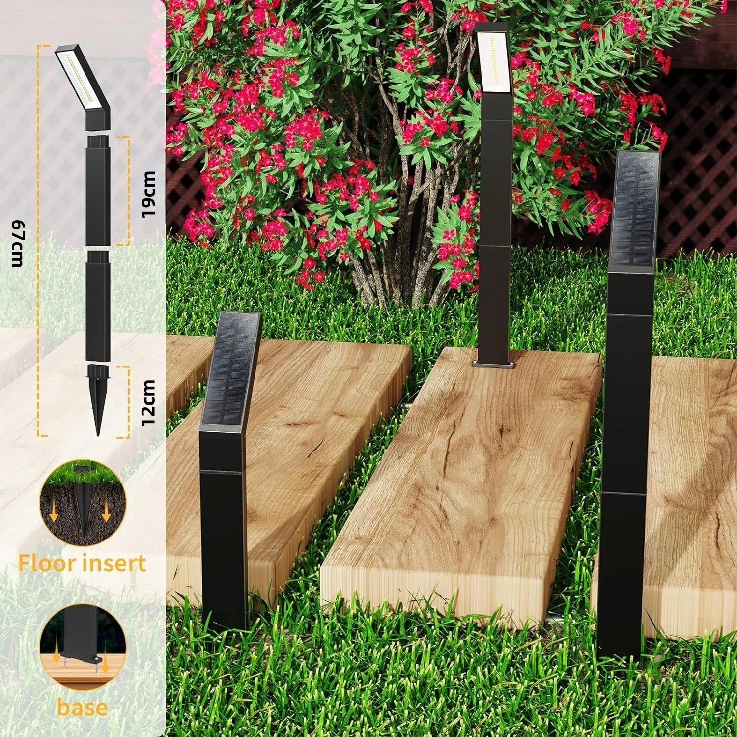 Solar Pathway Lights - 3-in-1 Adjustable Solar Garden Lights, IP65 Waterproof Outdoor Landscape Lighting - Glamorix