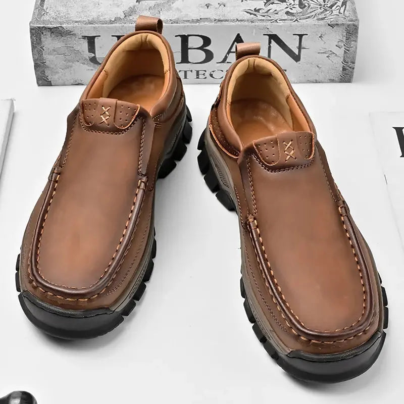 Leren heren instappers met stevige zool en tijdloze uitstraling – CORVEN - Glamorix