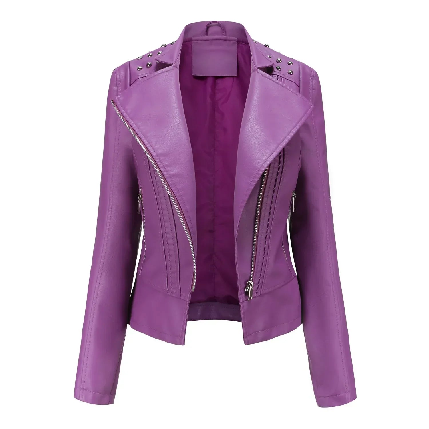 DOUTZEN - Chaqueta de cuero slim con estilo para mujeres - Glamorix