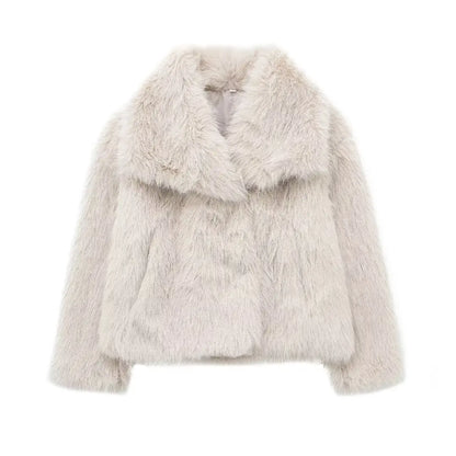 Luna – Korte damesjas van imitatiebont met oversized kraag