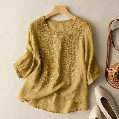 Geborduurde Relaxed Fit Blouse voor Dames – FLORIANA