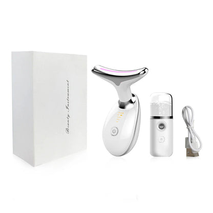 EMS hals- en gezichtsmassager met LED huidverstrakking – LIFTURA AGEDEFY - Glamorix