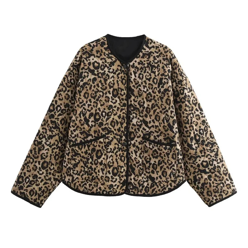 LUNA - Oversized damesjack met luipaardprint