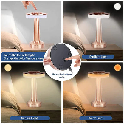 LumiCrest - Klassieke Draadloze Draagbare LED Tafellamp