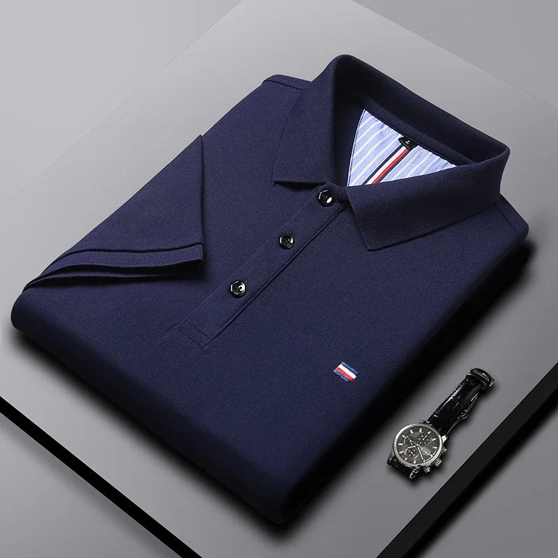 Klassieke herenpolo met comfortabele pasvorm en verfijnde kraag – NATHAN HERITAGE - Glamorix