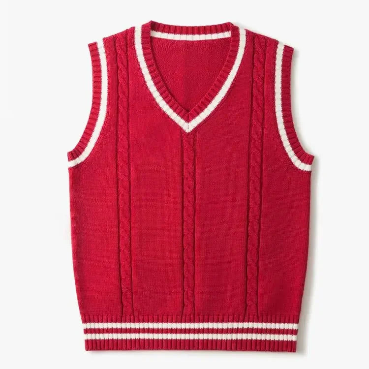 VESTON - Dikke Mouwloze Gebreide Pullover met V-Hals voor Heren
